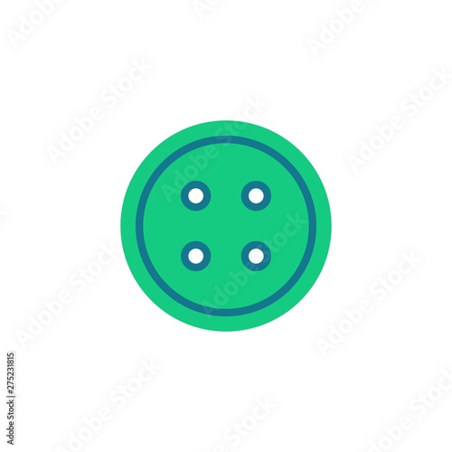 Sewing button with four holes flat icon, vector sign, Round clothing button colorful pictogram isolated on white. Symbol, logo illustration. Flat style design
