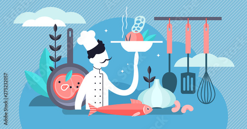 Chef vector illustration. Flat tiny professional occupation persons concept