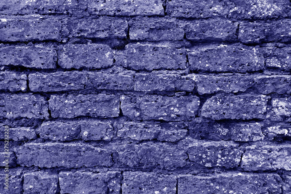 Fototapeta premium Old grungy brick wall texture in blue tone.