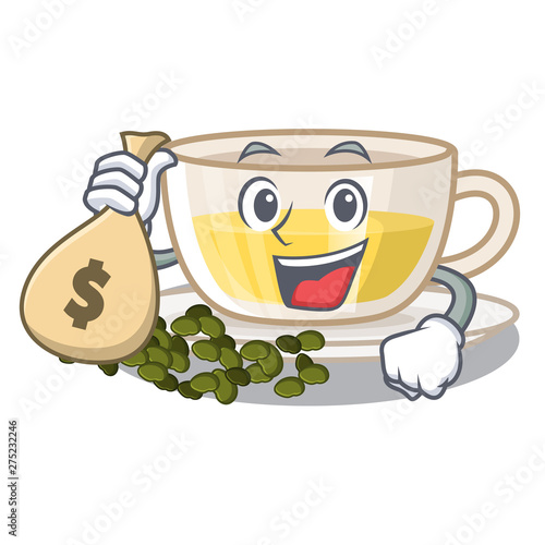 With money bag oolong tea poured in character cup