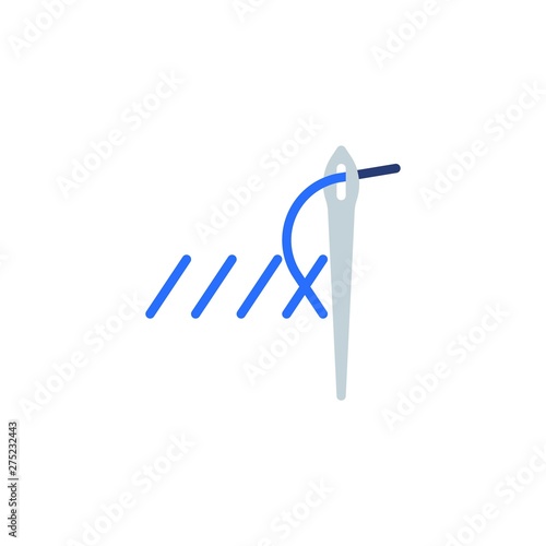 Cross stitch needlework flat icon, vector sign, Handmade embroidering colorful pictogram isolated on white. Sewing symbol, logo illustration. Flat style design