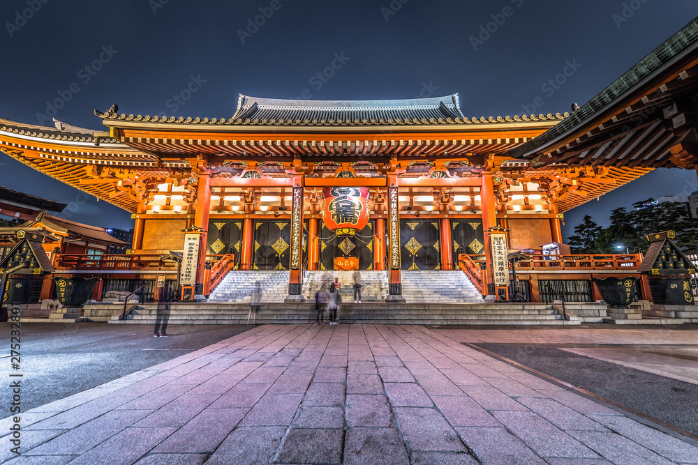 Tokyo - May 20, 2019: Night shot of the Sensoji temple in Asakusa, Tokyo, Japan Tokyo - May 20, 2019: Night shot of the Sensoji temple in Asakusa, Tokyo, Japan