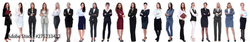 group of successful young businesswoman standing in a row