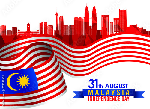 Vector illustration of 31 AUGUST HAPPY INDEPENDENCE DAY and Malaysia flag