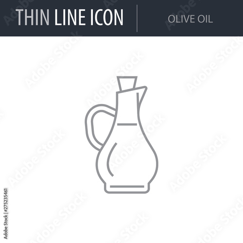 Symbol of Olive Oil. Thin line Icon of Food. Stroke Pictogram Graphic for Web Design. Quality Outline Vector Symbol Concept. Premium Mono Linear Beautiful Plain Laconic Logo