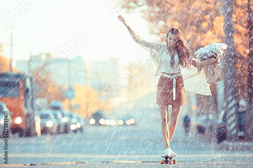 summer rain romance girl happiness / weather rain, summer mood, happy cheerful woman model