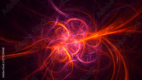 3D rendering abstract red fractal light background