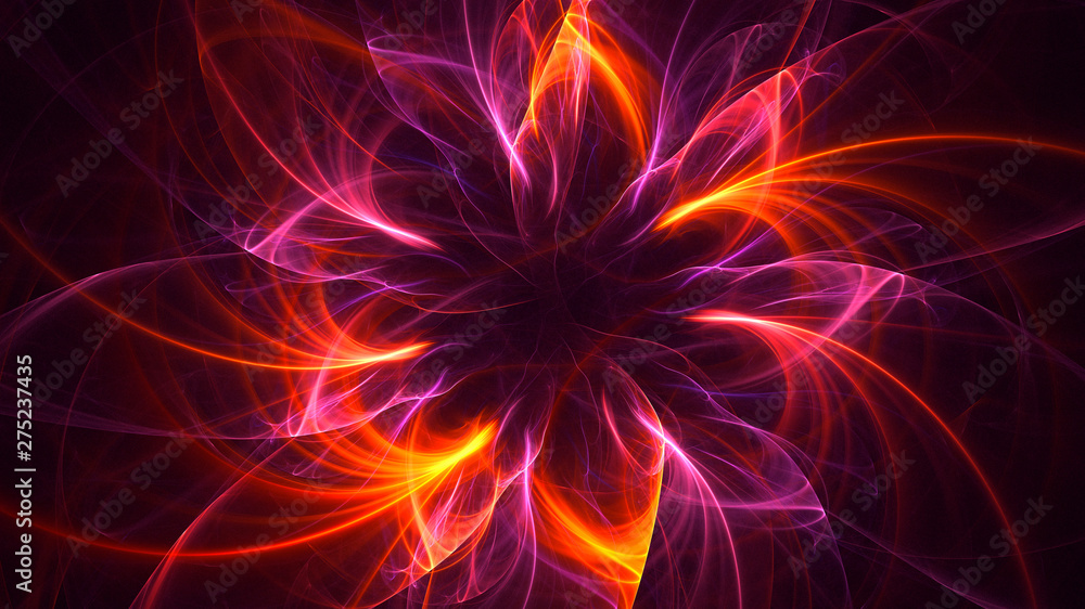 3D rendering abstract red fractal light background 3D rendering abstract red fractal light background