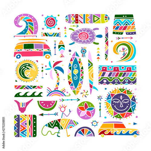 Surfing background. Tribal elements for your design