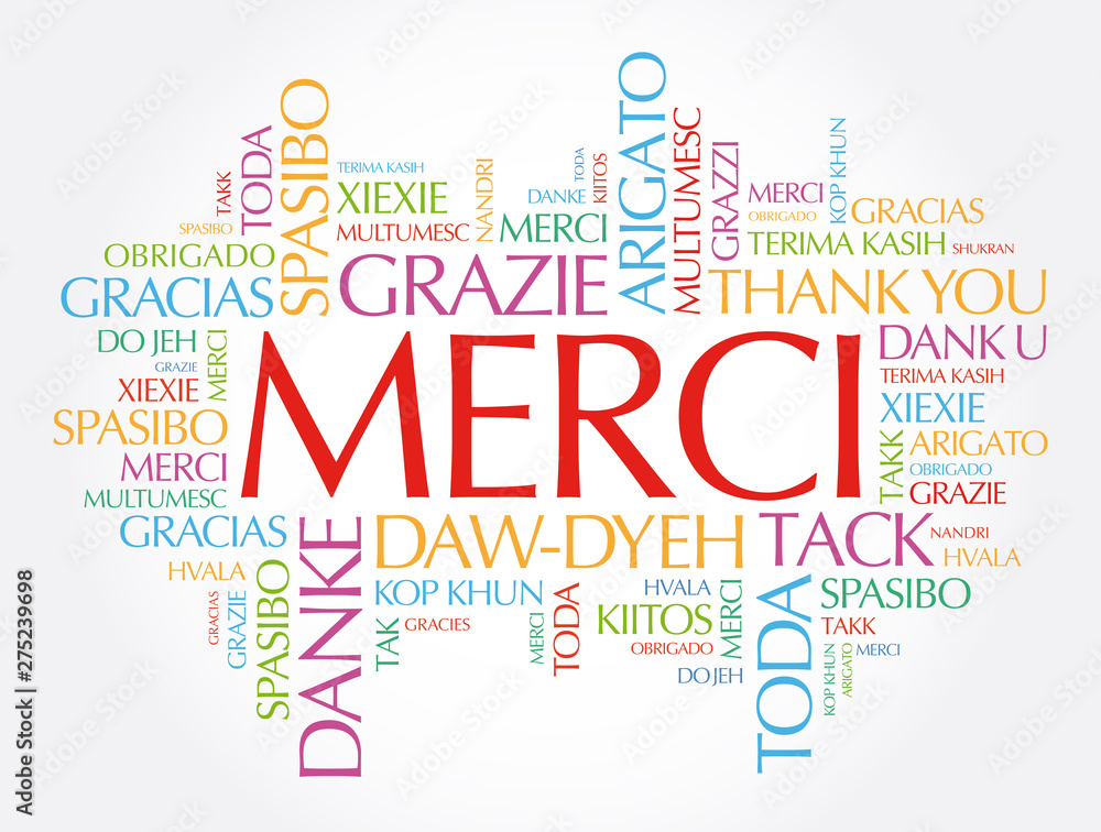 Fototapeta premium Merci (Thank You in French) word cloud in different languages