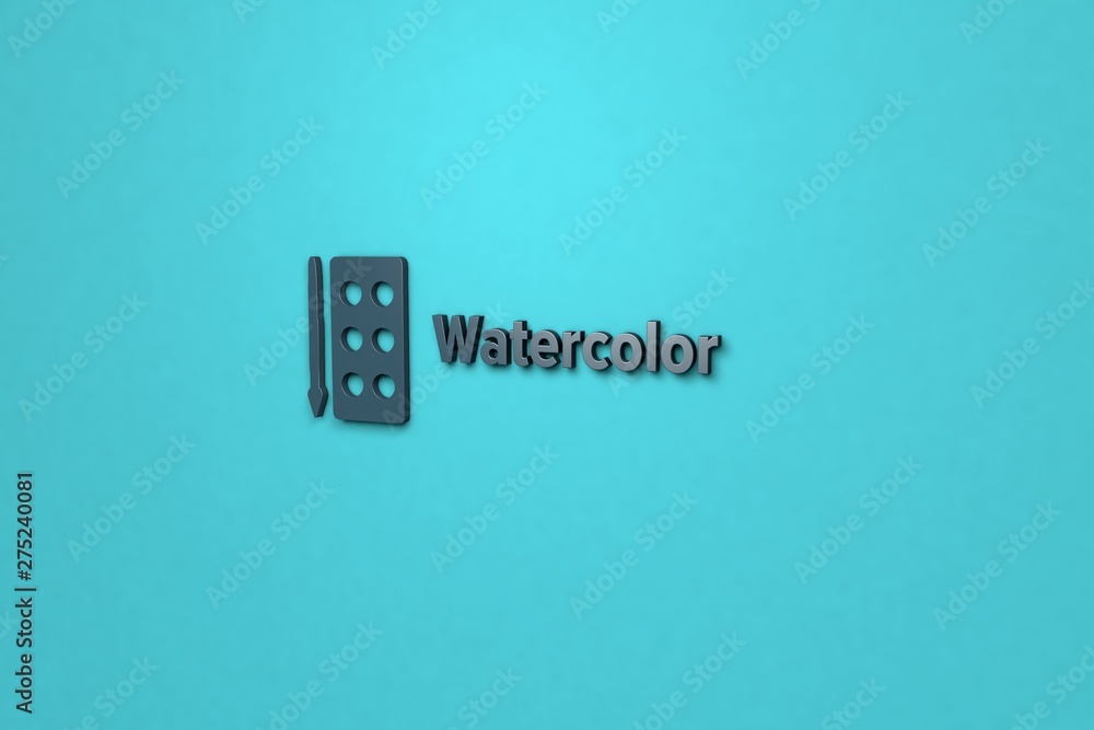 Illustration of Watercolor with blue text on light blue background Illustration of Watercolor with blue text on light blue background