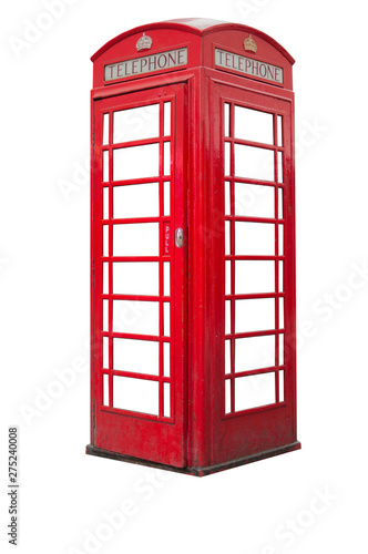 A British telephone booth isolated on white background © cristianstorto