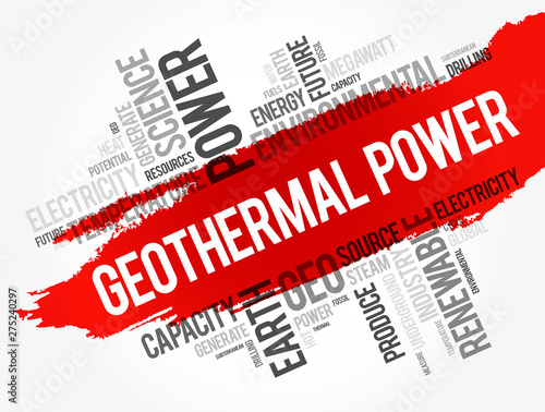 Geothermal Power word cloud collage, industry concept background