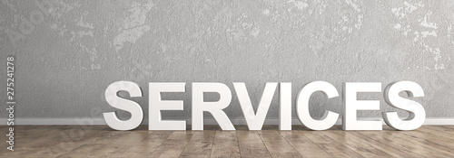Tableau sur toile Services Schriftzug für Homepage