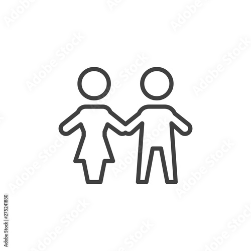 People work group line icon. Man and woman couple linear style sign for mobile concept and web design. Partnership outline vector icon. Symbol  logo illustration. Vector graphics
