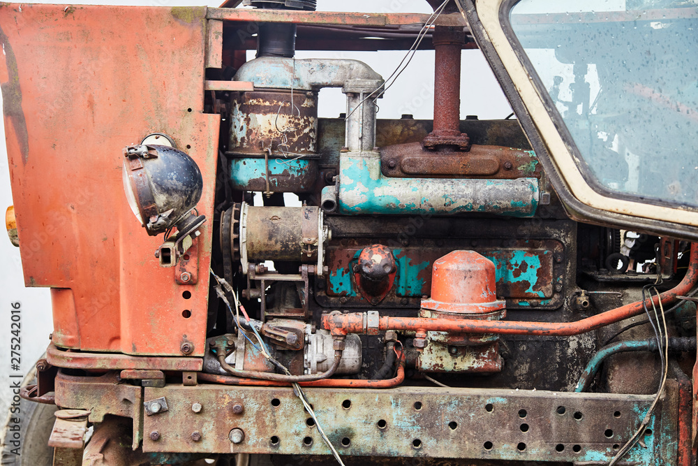 Details of an old tractor close up. Details of an old tractor close up.
