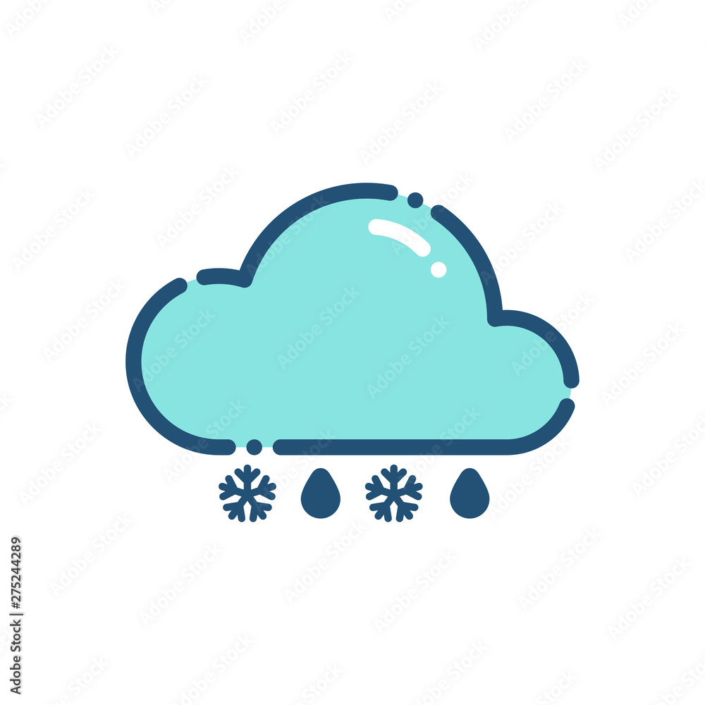 weather rain wiht snow icon outline weather rain wiht snow icon outline
