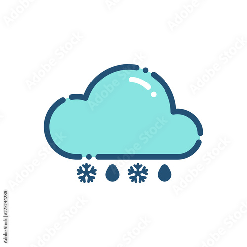 weather rain wiht snow icon outline