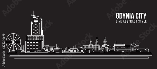 Cityscape Building Line art Vector Illustration design - Gdynia city