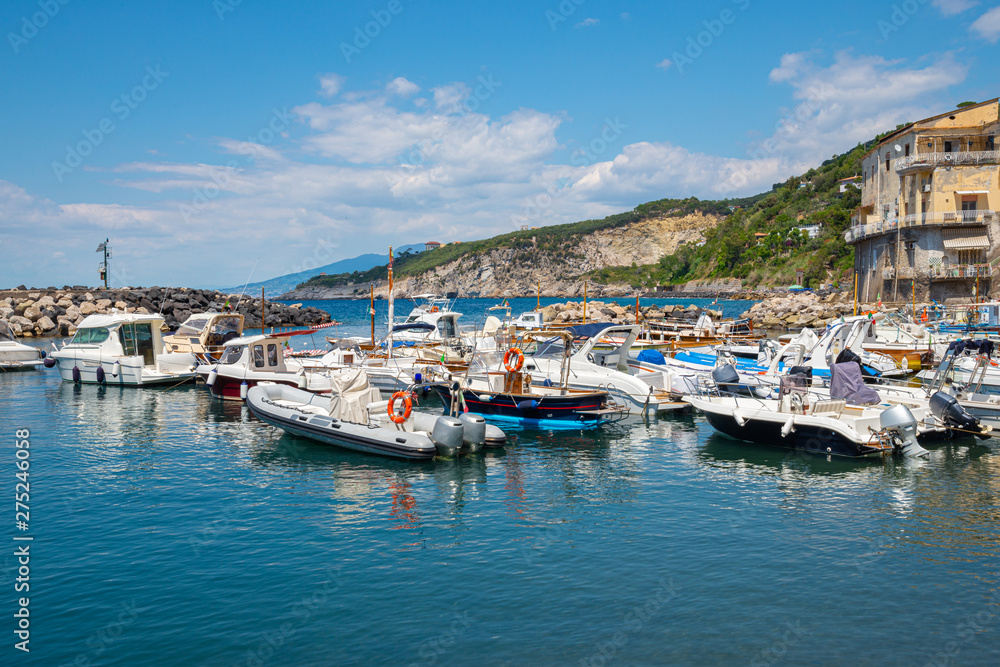 Marina of Massa Lubrense, marine city near Sorrento, full of tourist boats in the summer season
