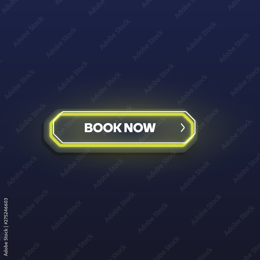Colorful shining neon button, vector illustration