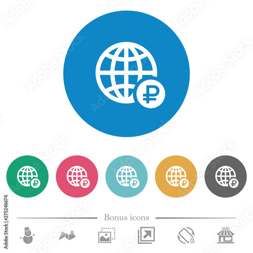 Online Ruble payment flat round icons photo