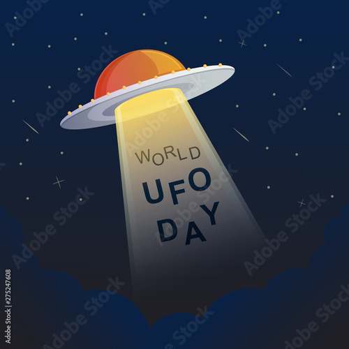 World UFO day in black and white style vector  background
