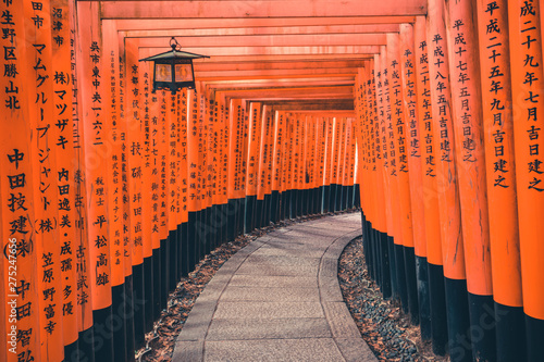Fushimi Inari Shrine is an important Shinto shrine in southern Kyoto, Japan. It is famous for its thousands of vermilion torii gates, which straddle a network of trails behind its main buildings