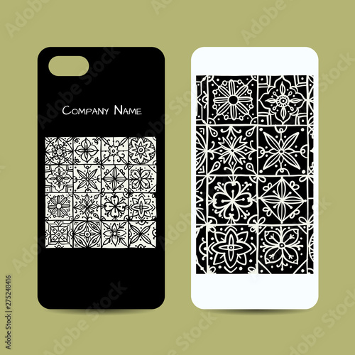 Mobile phone cover design, ethnic vintage ornament