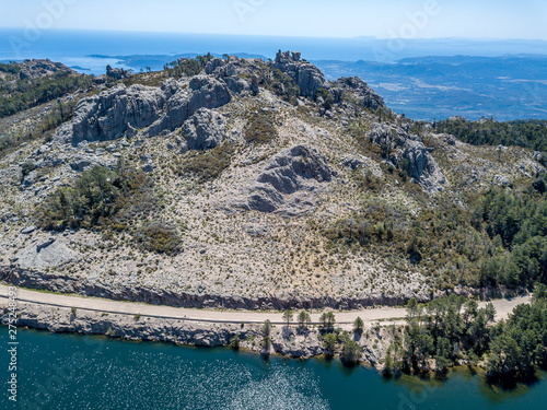 Aerial Drone view from South of Corsica, France