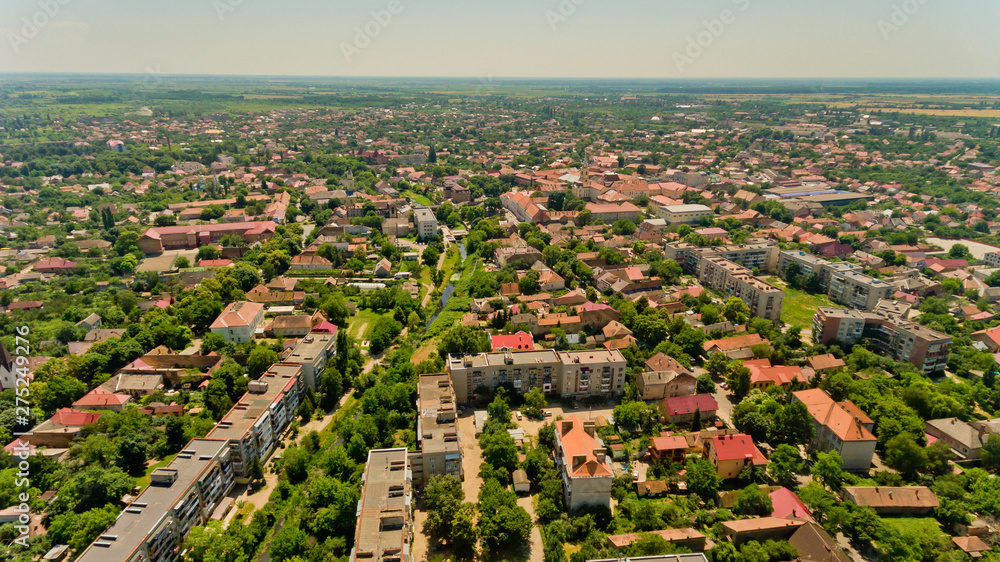 Aerial view of a typical european village.