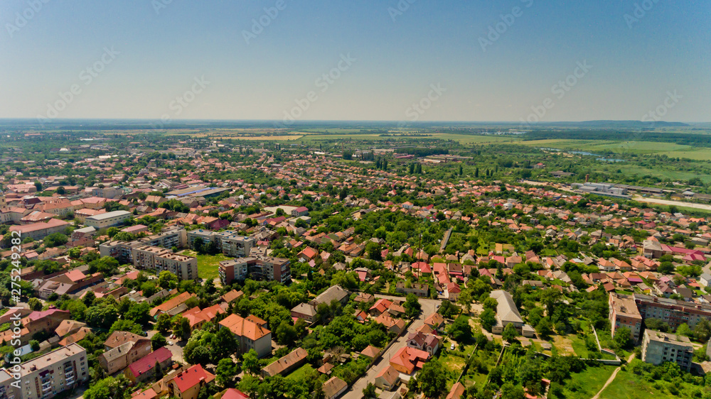 Aerial view of a typical european village.