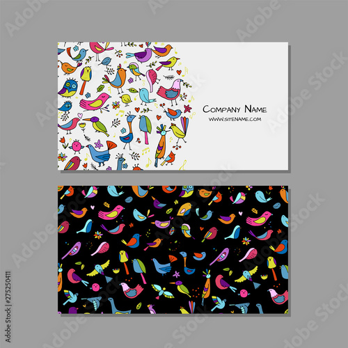 Photography Business cards design, funny birds background
