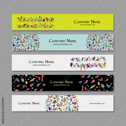 Banners design, funny birds background