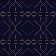 Wandcirkels Blauw goud patronen Royaal geometrisch rasterpatroon blauw goud  © ExpressVectors