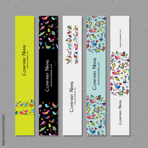 Banners design, funny birds background