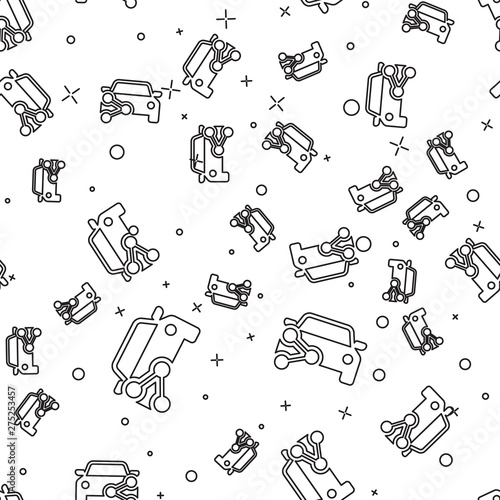 Black Car sharing icon isolated seamless pattern on white background. Carsharing sign. Transport renting service concept. Vector Illustration