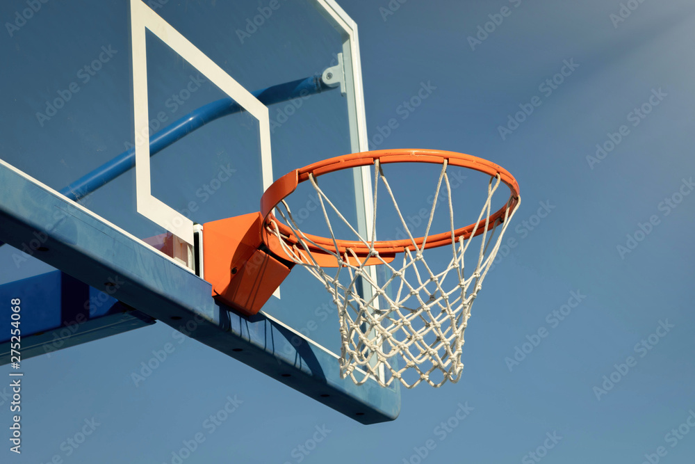 Basketball backboard on the school basketball
