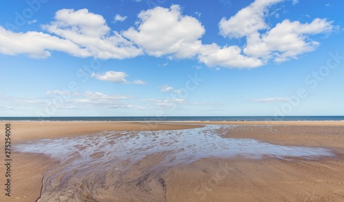 Beach with water channel.