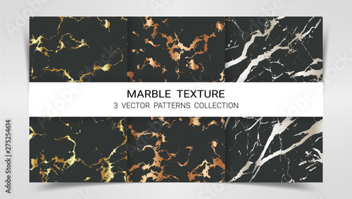 Marble Texture, Premium Set of Vector Patterns Collection, Abstract Background Template, Suitable for Luxury Products Brands with Golden Foil and Linear Style (Vector EPS10, Fully Editable)