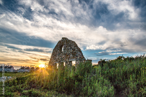 Black point ruins at Scarborough beach in Narragansett, Rhode Island photo