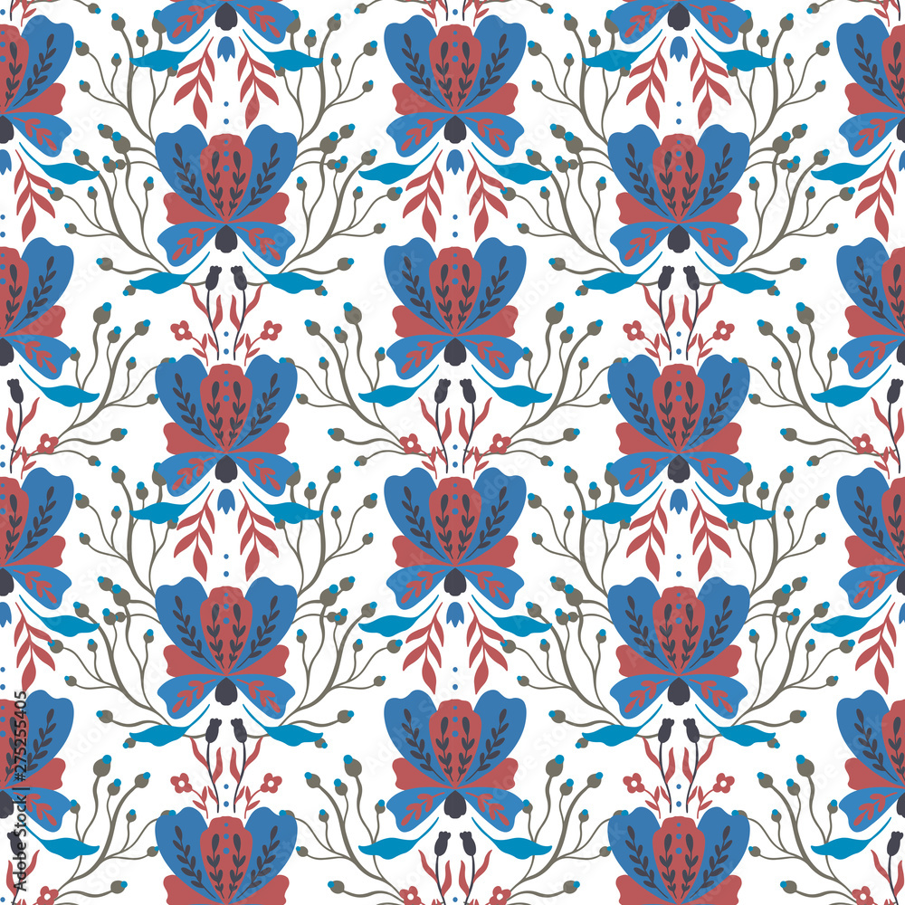 Seamless pattern flower. Nature folk ornament. Ethno boho style.Hand drawing. Seamless pattern flower. Nature folk ornament. Ethno boho style.Hand drawing.