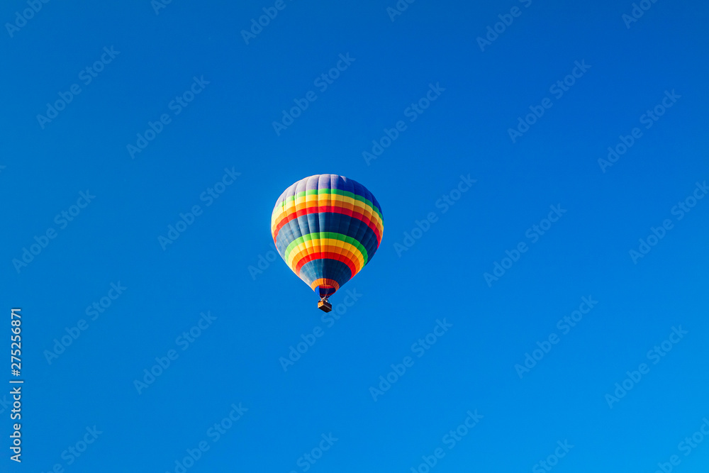 Colorful hot air balloons over blue sky. Colorful hot air balloons over blue sky.