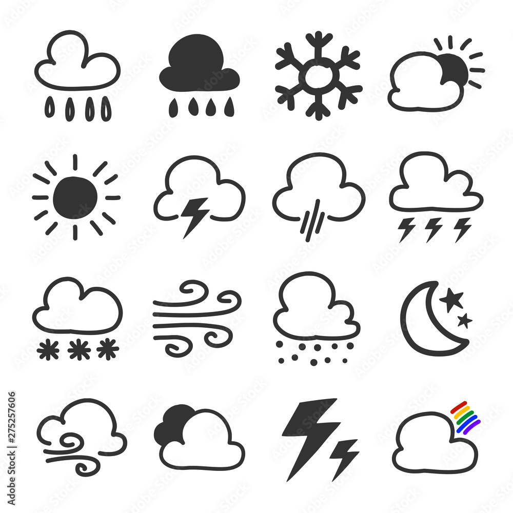 Weather Icons Set. hand drawn doodle Weather Icons Set. hand drawn doodle
