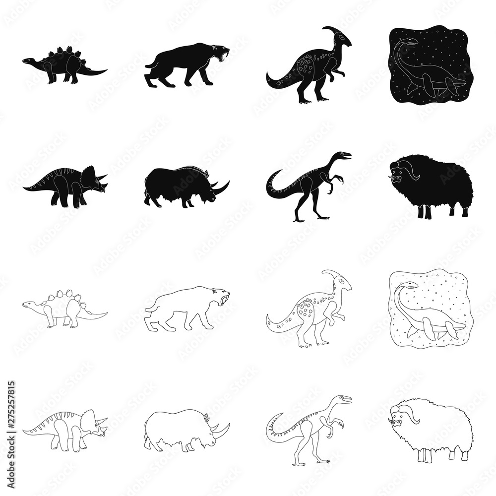Fototapeta premium Vector illustration of animal and character icon. Set of animal and ancient vector icon for stock.