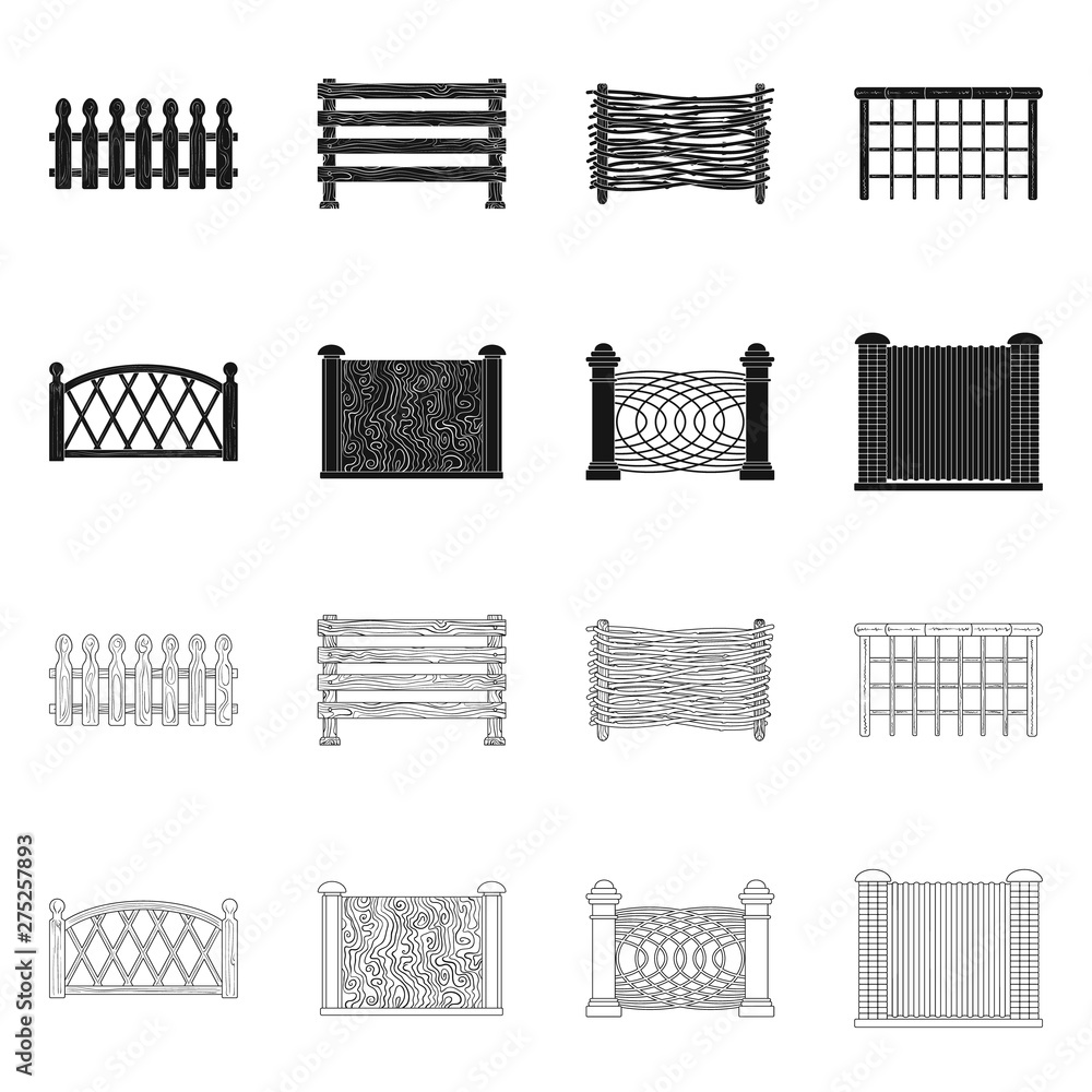 Vector design of gate and fence icon. Collection of gate and wall vector icon for stock.