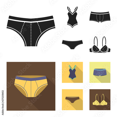 Isolated object of bikini and fashion symbol. Collection of bikini and swimsuit vector icon for stock.