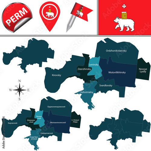 Map of Perm with Districts