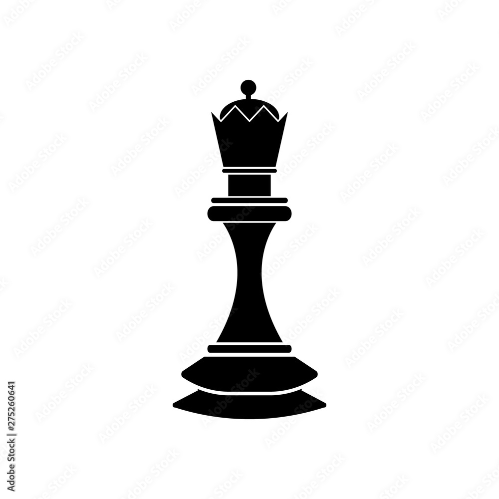 Chess black queen vector icon on white Chess black queen vector icon on white