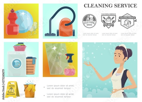 Cartoon Cleaning Service Composition